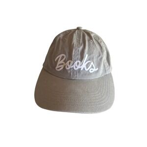 Frankie Jean Baseball Cap Tan Books Script Embroidered Dad Hat Adjustable Cotton